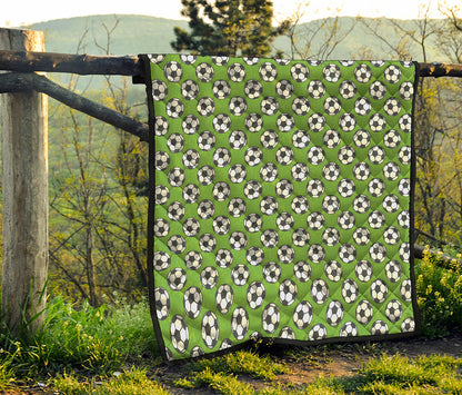 Green Soccer Ball Pattern Print Quilt