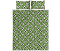 Green Soccer Ball Pattern Print Quilt Bed Set