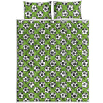 Green Soccer Ball Pattern Print Quilt Bed Set