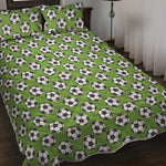Green Soccer Ball Pattern Print Quilt Bed Set