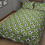 Green Soccer Ball Pattern Print Quilt Bed Set