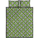 Green Soccer Ball Pattern Print Quilt Bed Set