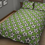 Green Soccer Ball Pattern Print Quilt Bed Set