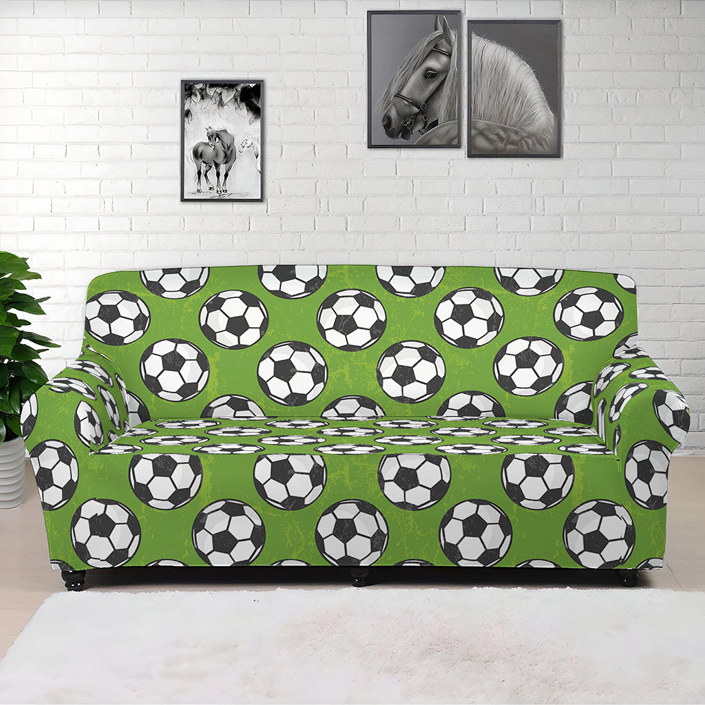 Green Soccer Ball Pattern Print Sofa Cover