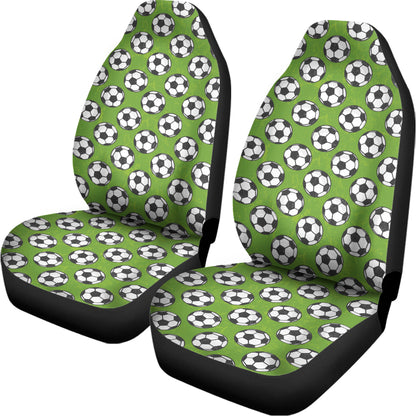 Green Soccer Ball Pattern Print Universal Fit Car Seat Covers