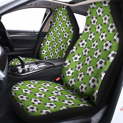 Green Soccer Ball Pattern Print Universal Fit Car Seat Covers