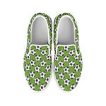 Green Soccer Ball Pattern Print White Slip On Shoes