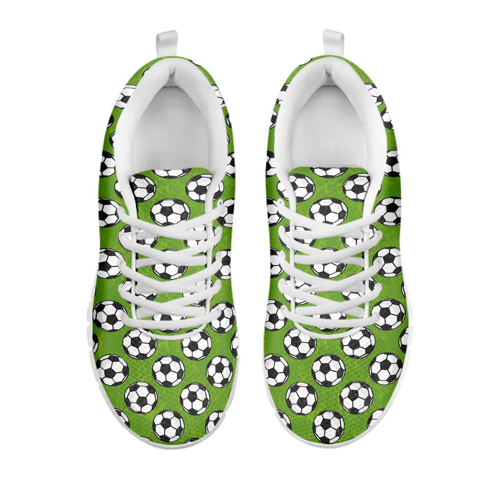 Green Soccer Ball Pattern Print White Sneakers