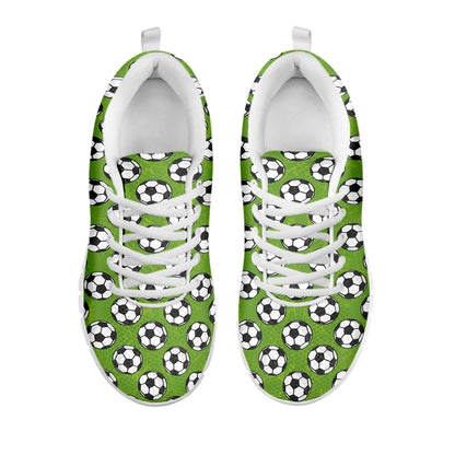 Green Soccer Ball Pattern Print White Sneakers