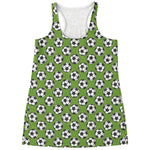 Green Soccer Ball Pattern Print Women's Racerback Tank Top