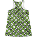 Green Soccer Ball Pattern Print Women's Racerback Tank Top