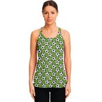 Green Soccer Ball Pattern Print Women's Racerback Tank Top