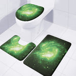 Green Sparkle Galaxy Print 3 Piece Bath Mat Set
