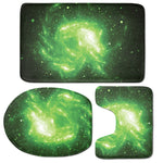 Green Sparkle Galaxy Print 3 Piece Bath Mat Set