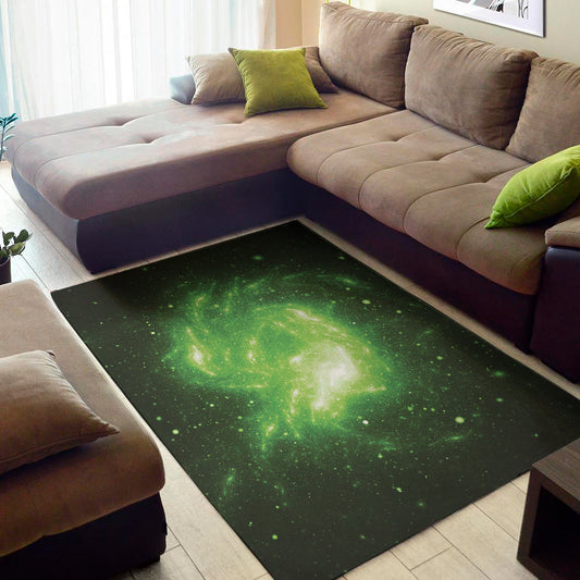 Green Sparkle Galaxy Print Area Rug