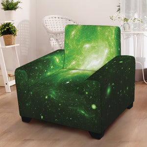 Green Sparkle Galaxy Print Armchair Slipcover