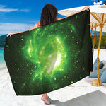 Green Sparkle Galaxy Print Beach Sarong Wrap