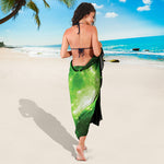 Green Sparkle Galaxy Print Beach Sarong Wrap