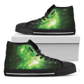 Green Sparkle Galaxy Print Black High Top Sneakers