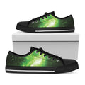 Green Sparkle Galaxy Print Black Low Top Sneakers