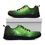 Green Sparkle Galaxy Print Black Sneakers