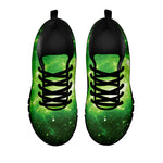 Green Sparkle Galaxy Print Black Sneakers