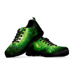 Green Sparkle Galaxy Print Black Sneakers