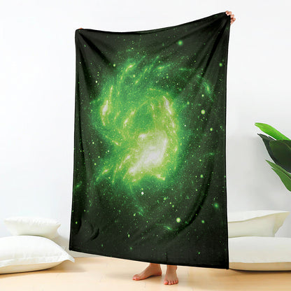Green Sparkle Galaxy Print Blanket