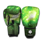 Green Sparkle Galaxy Print Boxing Gloves