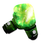 Green Sparkle Galaxy Print Boxing Gloves