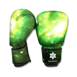 Green Sparkle Galaxy Print Boxing Gloves