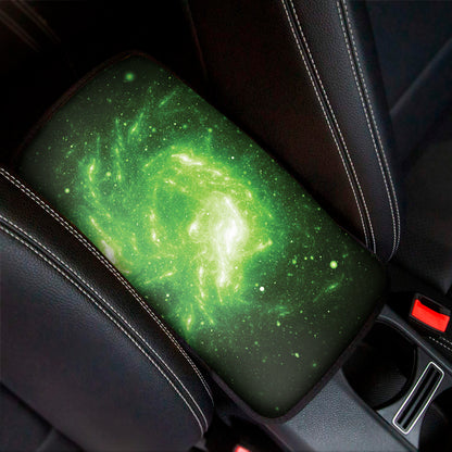 Green Sparkle Galaxy Print Car Center Console Cover