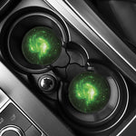 Green Sparkle Galaxy Print Car Coasters