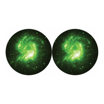 Green Sparkle Galaxy Print Car Coasters