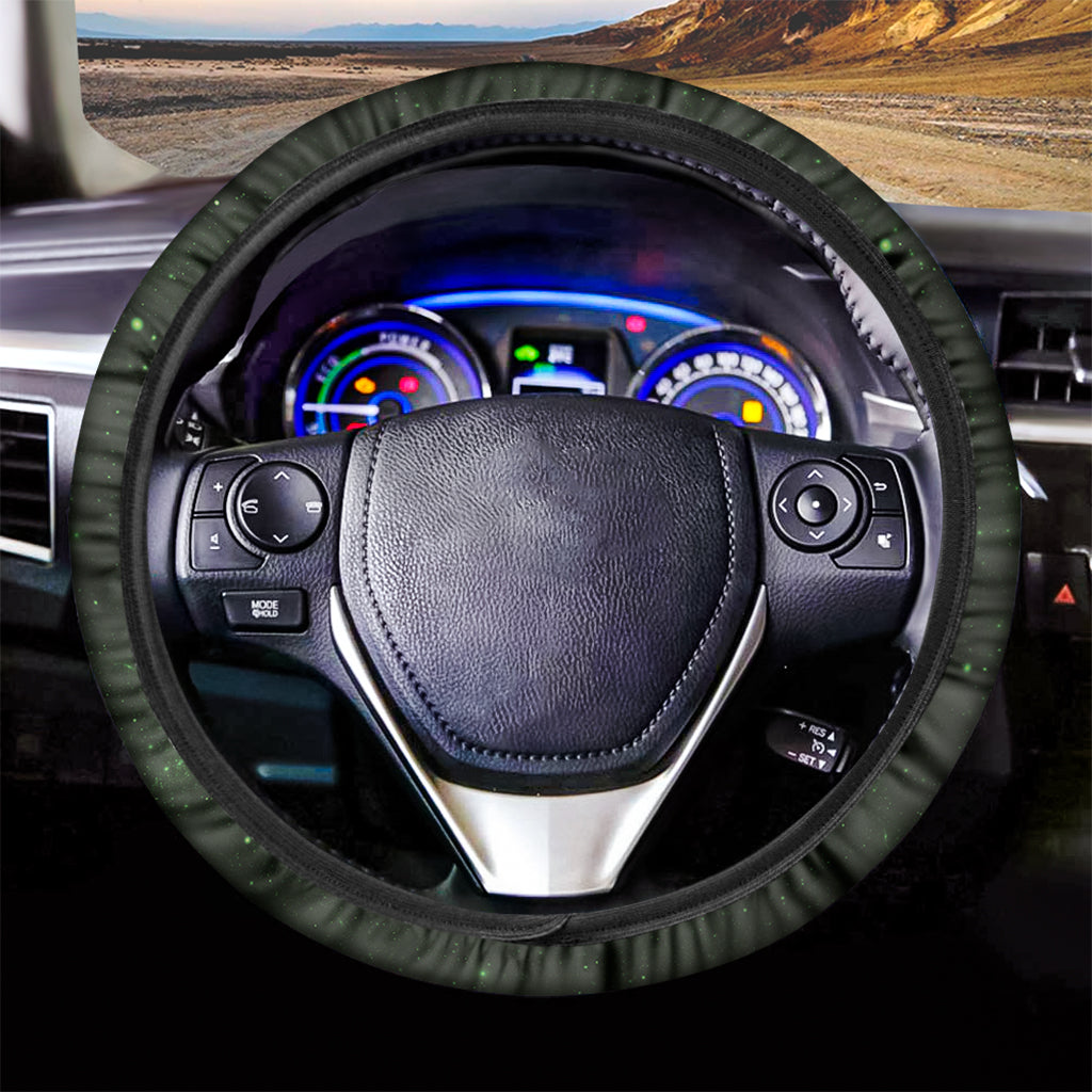 Green Sparkle Galaxy Print Car Steering Wheel Cover