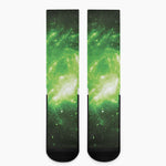 Green Sparkle Galaxy Print Crew Socks