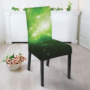 Green Sparkle Galaxy Print Dining Chair Slipcover