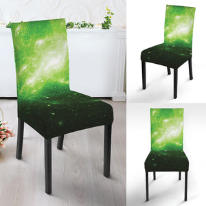 Green Sparkle Galaxy Print Dining Chair Slipcover