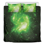 Green Sparkle Galaxy Print Duvet Cover Bedding Set