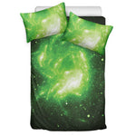 Green Sparkle Galaxy Print Duvet Cover Bedding Set