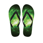 Green Sparkle Galaxy Print Flip Flops