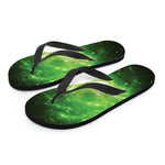 Green Sparkle Galaxy Print Flip Flops
