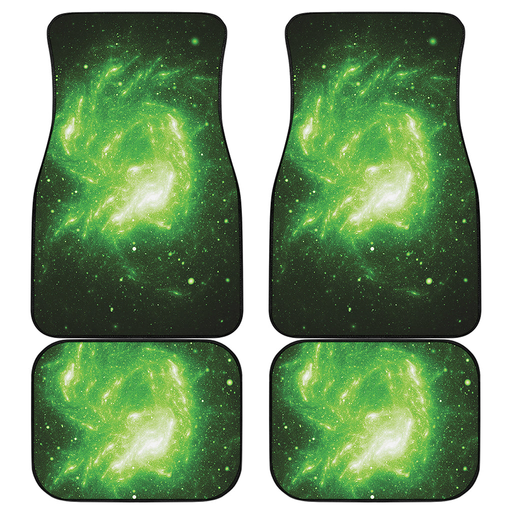 Green Sparkle Galaxy Print Front and Back Car Floor Mats