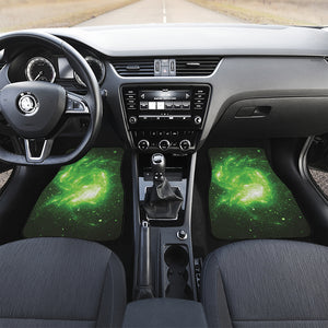 Green Sparkle Galaxy Print Front and Back Car Floor Mats
