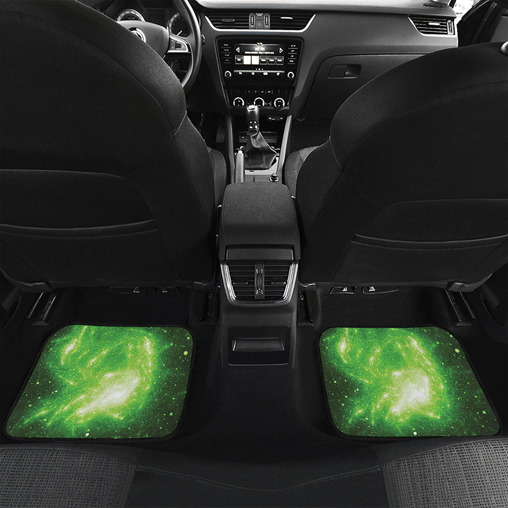 Green Sparkle Galaxy Print Front and Back Car Floor Mats