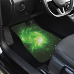 Green Sparkle Galaxy Print Front and Back Car Floor Mats