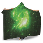 Green Sparkle Galaxy Print Hooded Blanket
