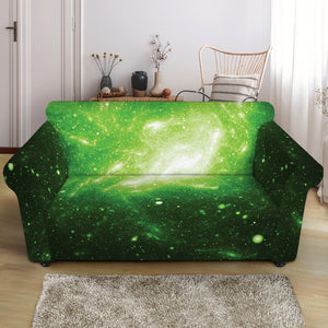 Green Sparkle Galaxy Print Loveseat Slipcover