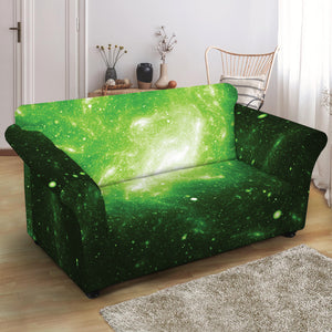 Green Sparkle Galaxy Print Loveseat Slipcover