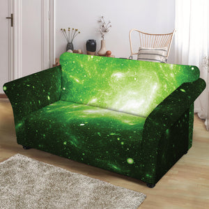 Green Sparkle Galaxy Print Loveseat Slipcover